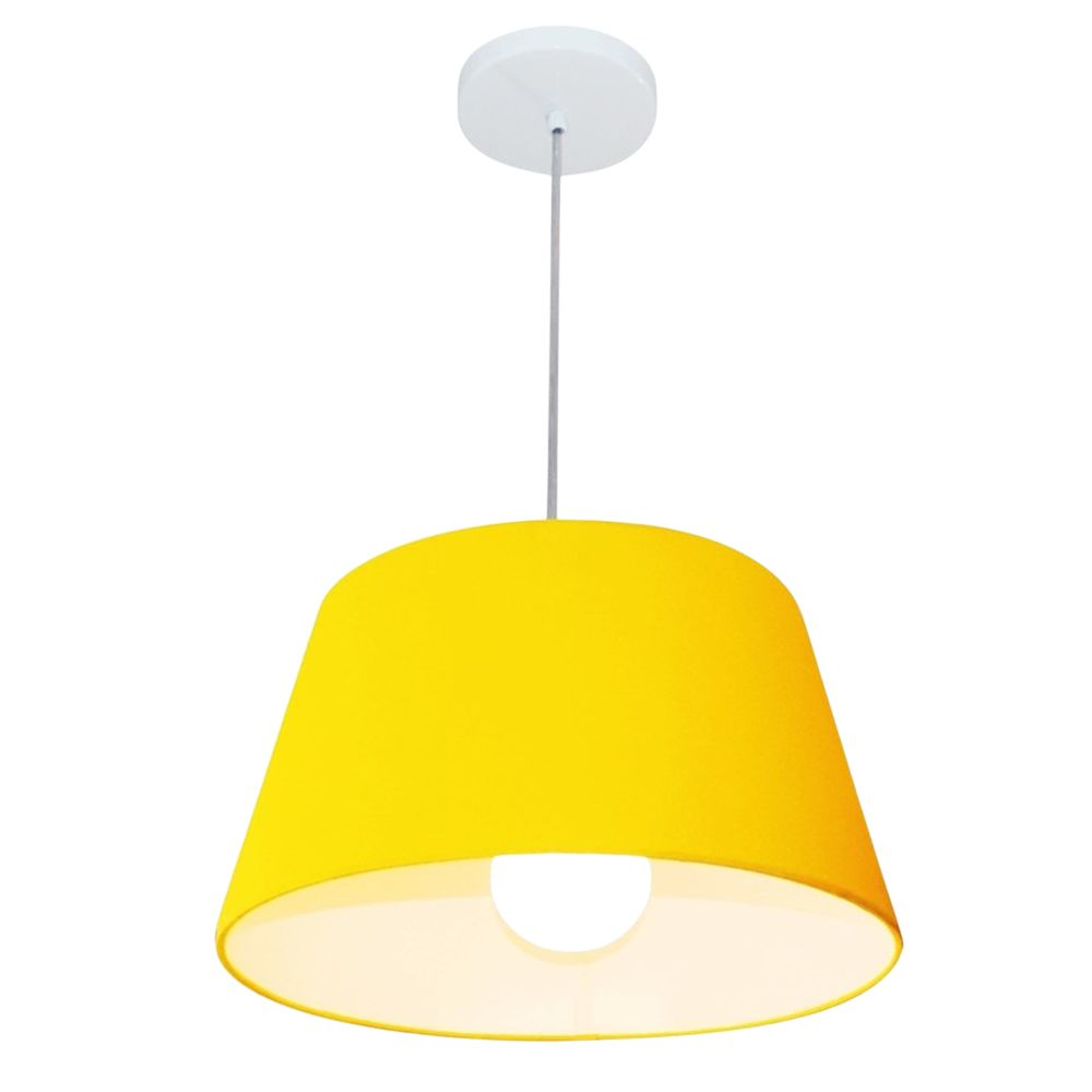 Pendente Cone Md-4039 Cúpula em Tecido 21-40x30cm Amarelo - Bivolt Pendente Cone Md-4039 Cúpula em Tecido 21-40x30cm Amarelo - Bivolt