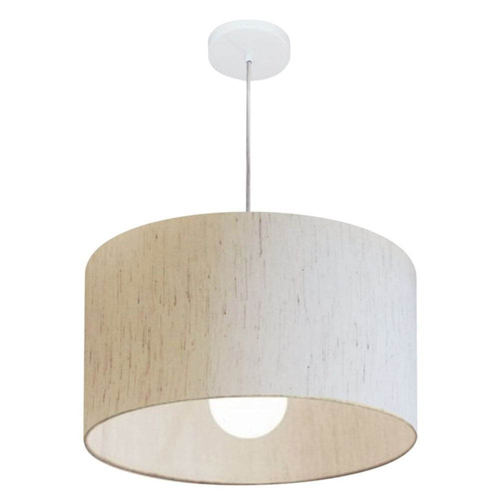 Pendente Cilíndrico Md-4205 Cúpula em Tecido 45x30cm Linho Bege - Bivolt Pendente Cilíndrico Md-4205 Cúpula em Tecido 45x30cm Linho Bege - Bivolt