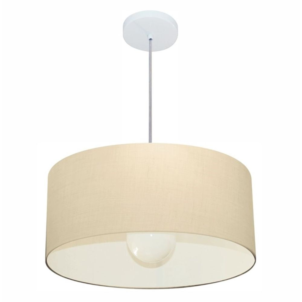 Pendente Cilíndrico 4052 Cúpula em Tecido 50x21cm Algodão Crú- Bivolt Pendente Cilíndrico 4052 Cúpula em Tecido 50x21cm Algodão Crú- Bivolt