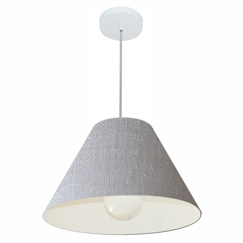 Pendente Cone Md-4078 Cúpula em Tecido 25-40x15cm Rústico Cinza - Bivolt Pendente Cone Md-4078 Cúpula em Tecido 25-40x15cm Rústico Cinza - Bivolt
