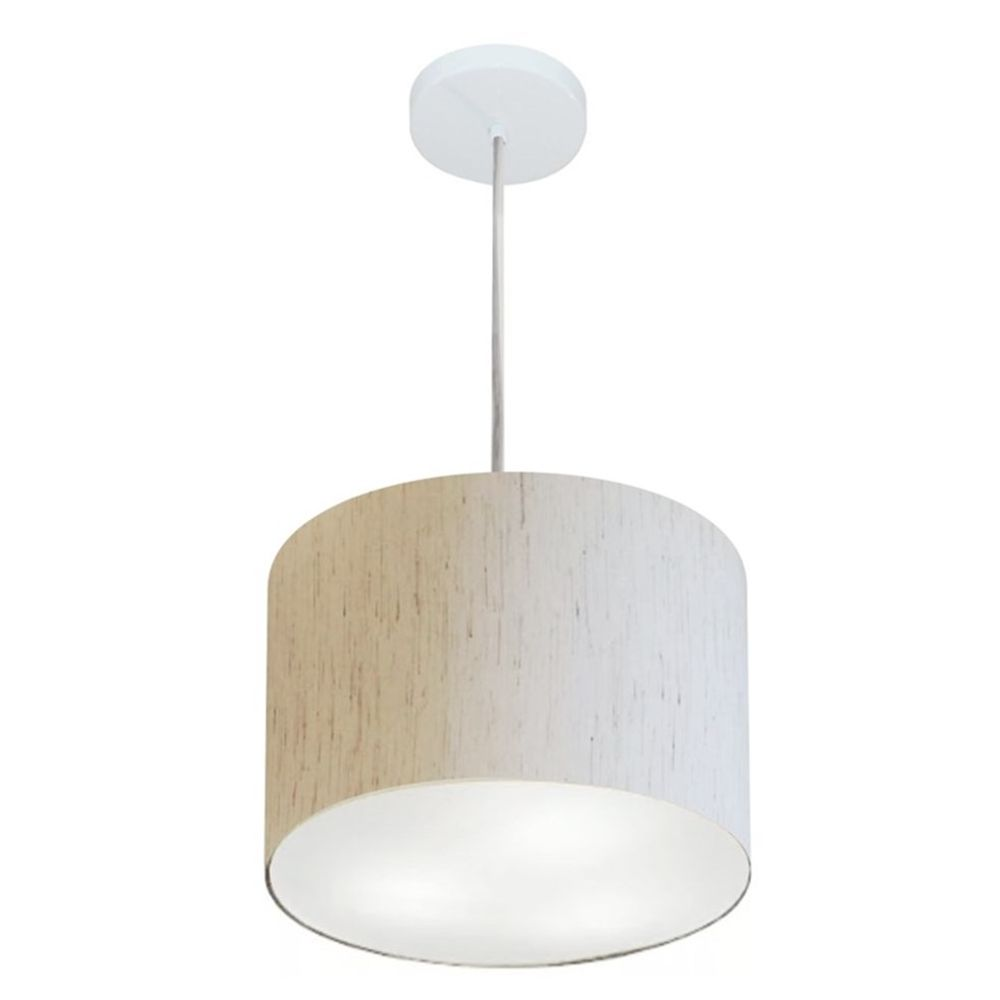 Pendente Cilíndrico Md-4210 Cúpula em Tecido 30x25cm Linho Bege - Bivolt Pendente Cilíndrico Md-4210 Cúpula em Tecido 30x25cm Linho Bege - Bivolt