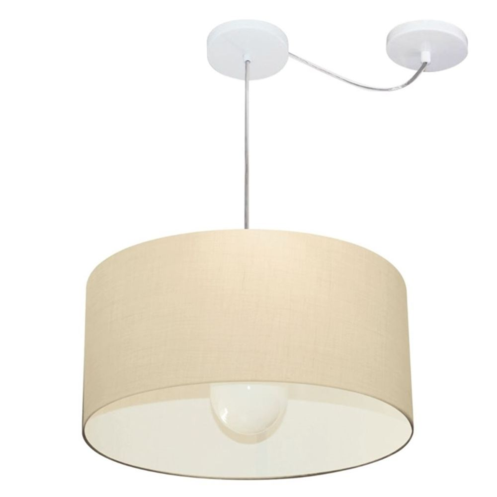 Pendente Cilíndrico Com Desvio Md-4228 Cúpula em Tecido 45x25cm Algodão Crú - Bivolt Pendente Cilíndrico Com Desvio Md-4228 Cúpula em Tecido 45x25cm Algodão Crú - Bivolt