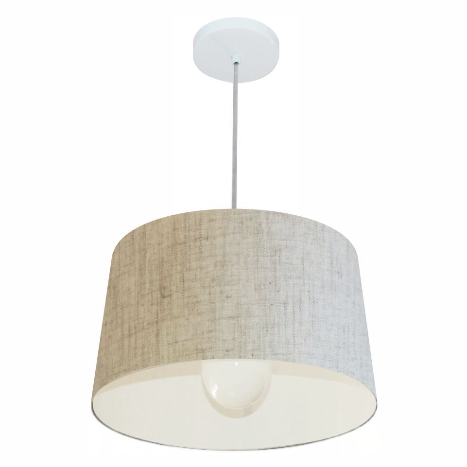 Pendente Cone Md-4241 Cúpula em Tecido 30/45x40cm Rústico Bege - Bivolt Pendente Cone Md-4241 Cúpula em Tecido 30/45x40cm Rústico Bege - Bivolt