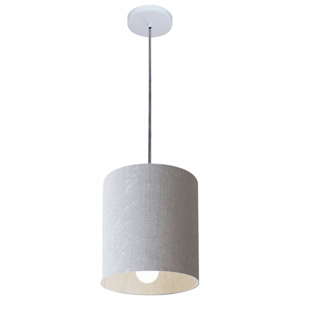 Pendente Cilíndrico Md-4200 Cúpula em Tecido 14x15cm Rústico Cinza - Bivolt Pendente Cilíndrico Md-4200 Cúpula em Tecido 14x15cm Rústico Cinza - Bivolt