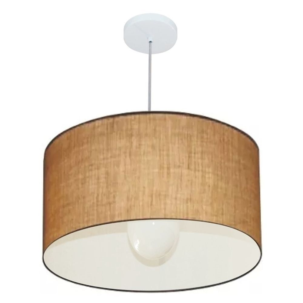 Pendente Cilíndrico Md-4169 Cúpula em Tecido 60x30cm Palha - Bivolt Pendente Cilíndrico Md-4169 Cúpula em Tecido 60x30cm Palha - Bivolt
