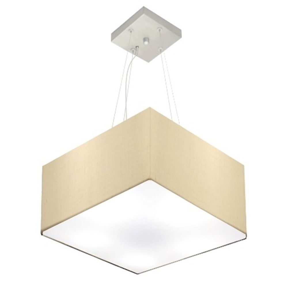 Pendente Quadrado Md-4005 Cúpula em Tecido 21-35x35cm Algodão Crú - Bivolt Pendente Quadrado Md-4005 Cúpula em Tecido 21-35x35cm Algodão Crú - Bivolt