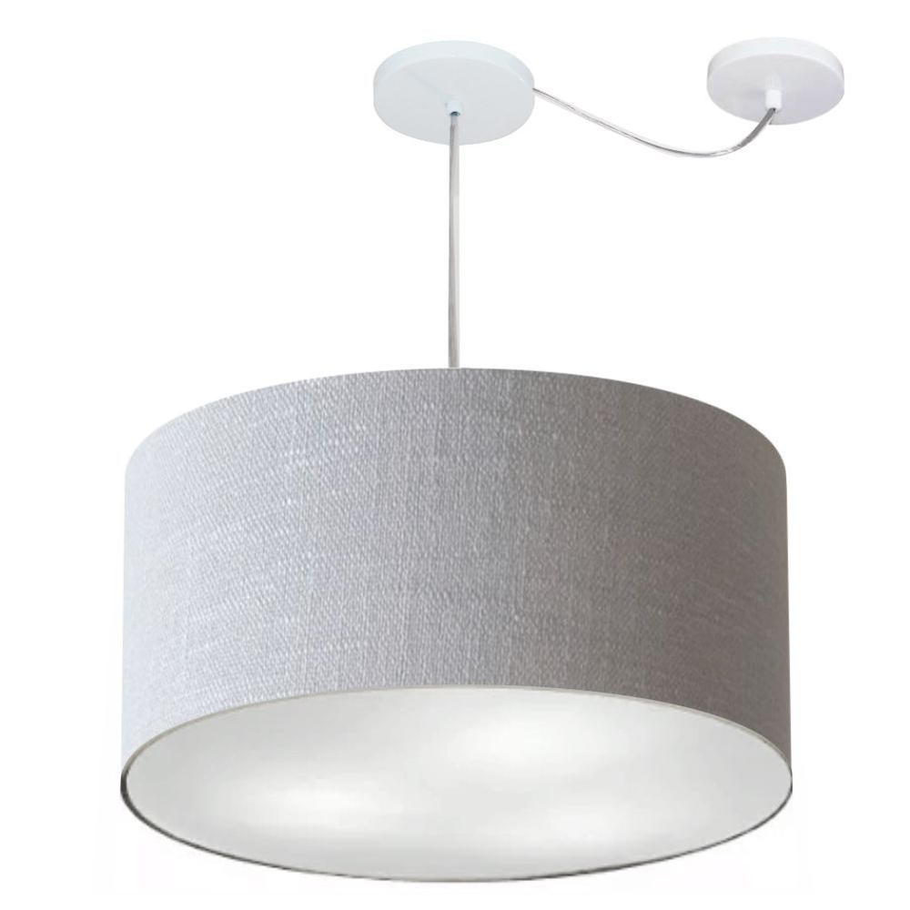 Pendente Cilíndrico Com Desvio Md-4253 Cúpula em Tecido 55x30cm Rústico Cinza - Bivolt Pendente Cilíndrico Com Desvio Md-4253 Cúpula em Tecido 55x30cm Rústico Cinza - Bivolt