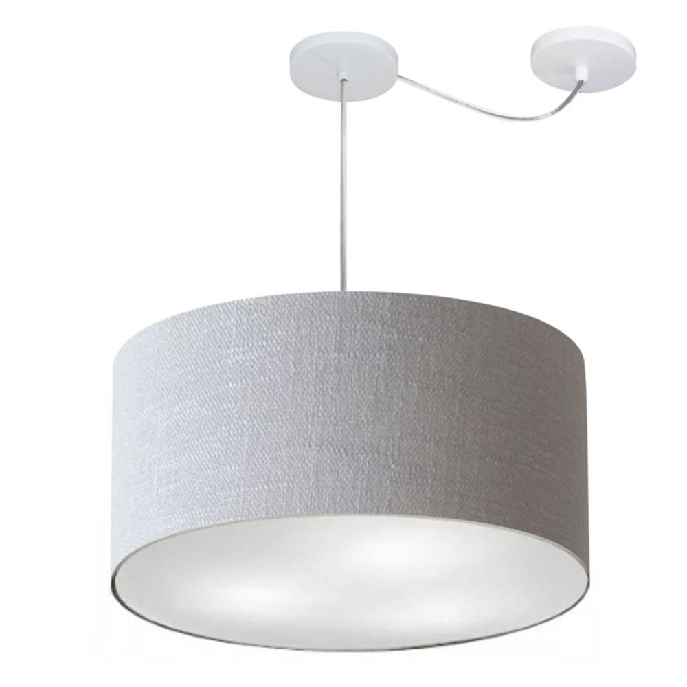 Pendente Cilíndrico Com Desvio Md-4238 Cúpula em Tecido 45x25cm Rústico Cinza - Bivolt Pendente Cilíndrico Com Desvio Md-4238 Cúpula em Tecido 45x25cm Rústico Cinza - Bivolt