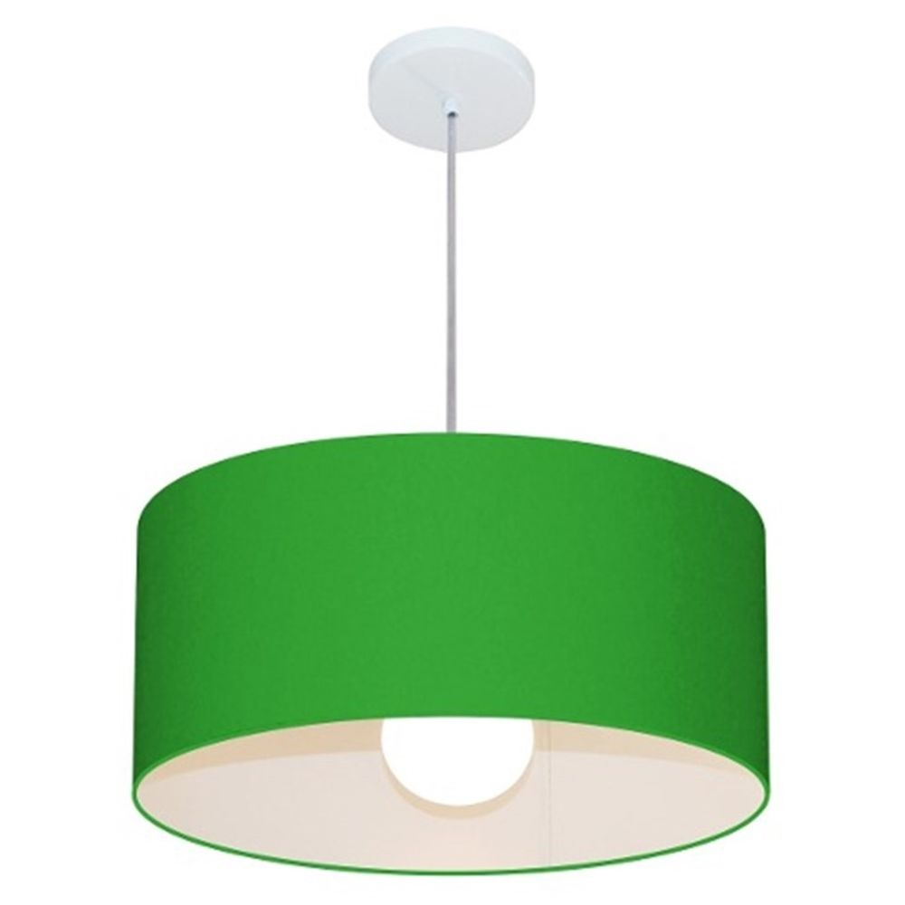 Pendente Cilíndrico 4052 Cúpula em Tecido 50x21cm Verde Folha - Bivolt