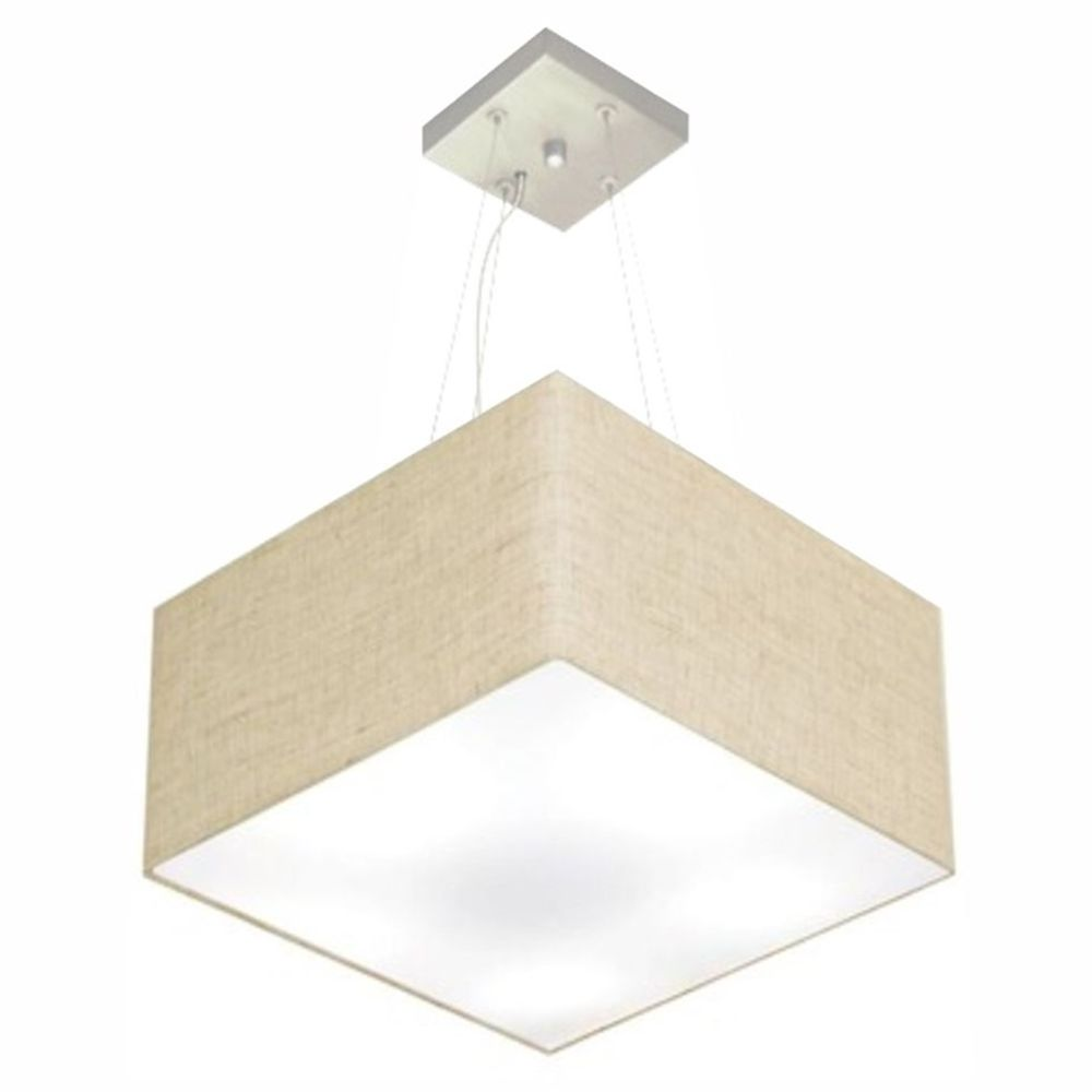 Pendente Quadrado Md-4195 Cúpula em Tecido 25-40x40cm Rústico Bege - Bivolt Pendente Quadrado Md-4195 Cúpula em Tecido 25-40x40cm Rústico Bege - Bivolt