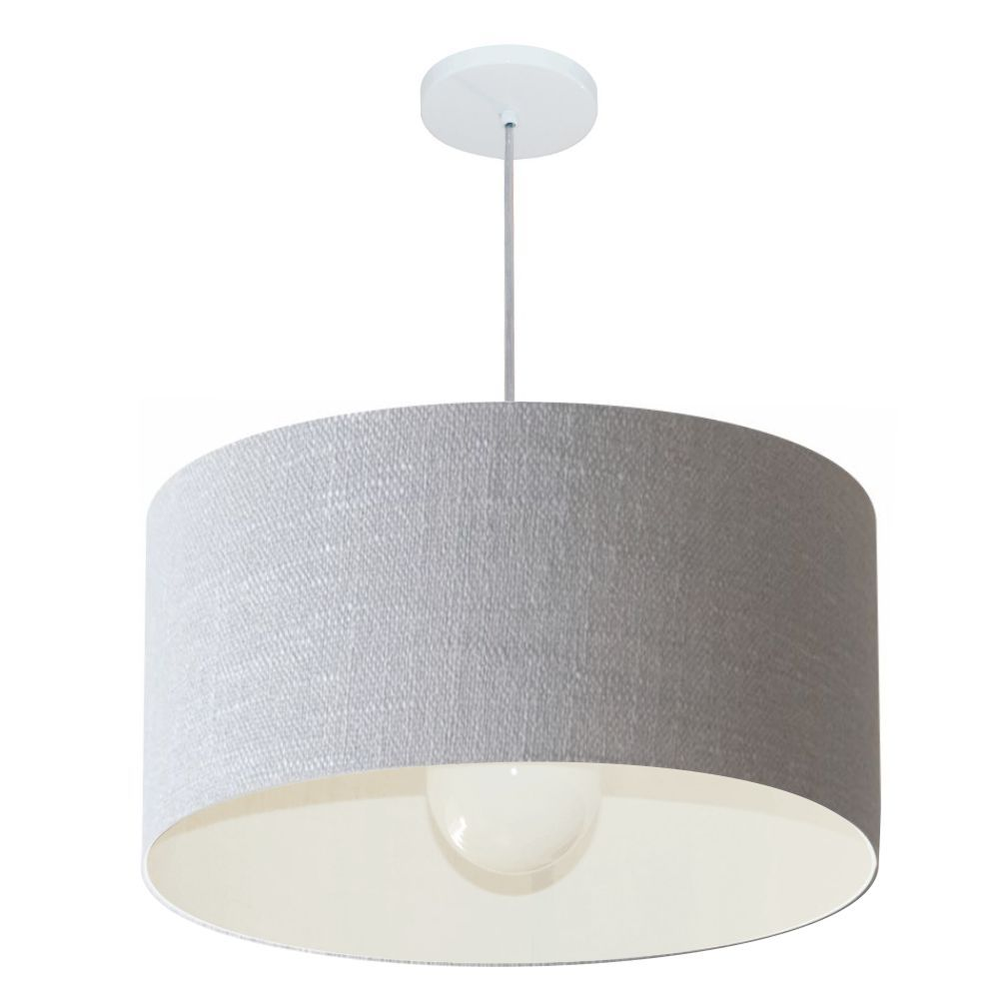 Pendente Cilíndrico Md-4207 Cúpula em Tecido 55x25cm Rústico Cinza - Bivolt Pendente Cilíndrico Md-4207 Cúpula em Tecido 55x25cm Rústico Cinza - Bivolt