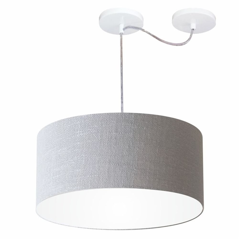 Pendente Cilíndrico Com Desvio Md-4147 Cúpula em Tecido 50x25cm Rústico Cinza - Bivolt Pendente Cilíndrico Com Desvio Md-4147 Cúpula em Tecido 50x25cm Rústico Cinza - Bivolt