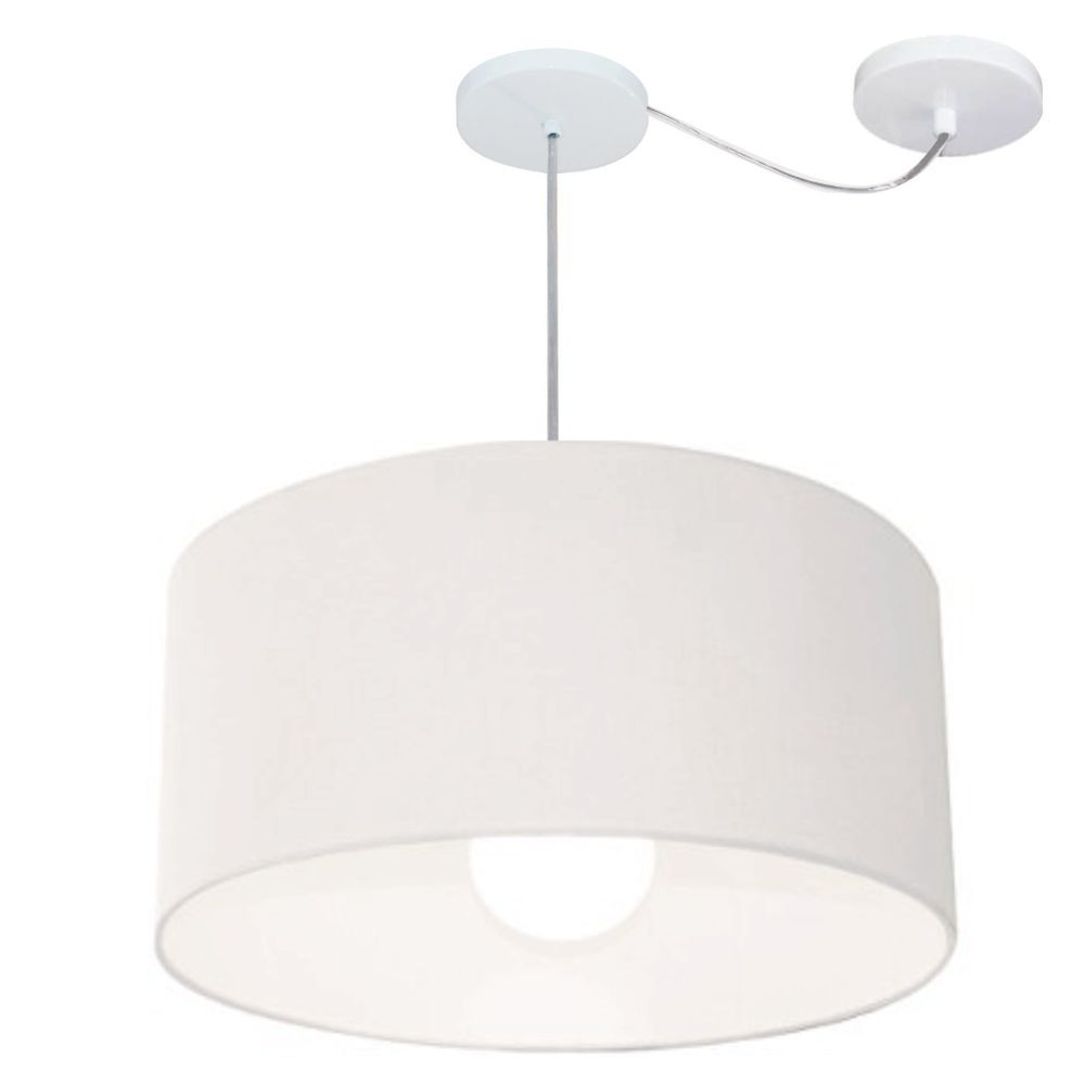 Pendente Cilíndrico Com Desvio Md-4233 Cúpula em Tecido 55x30cm Branco - Bivolt Pendente Cilíndrico Com Desvio Md-4233 Cúpula em Tecido 55x30cm Branco - Bivolt