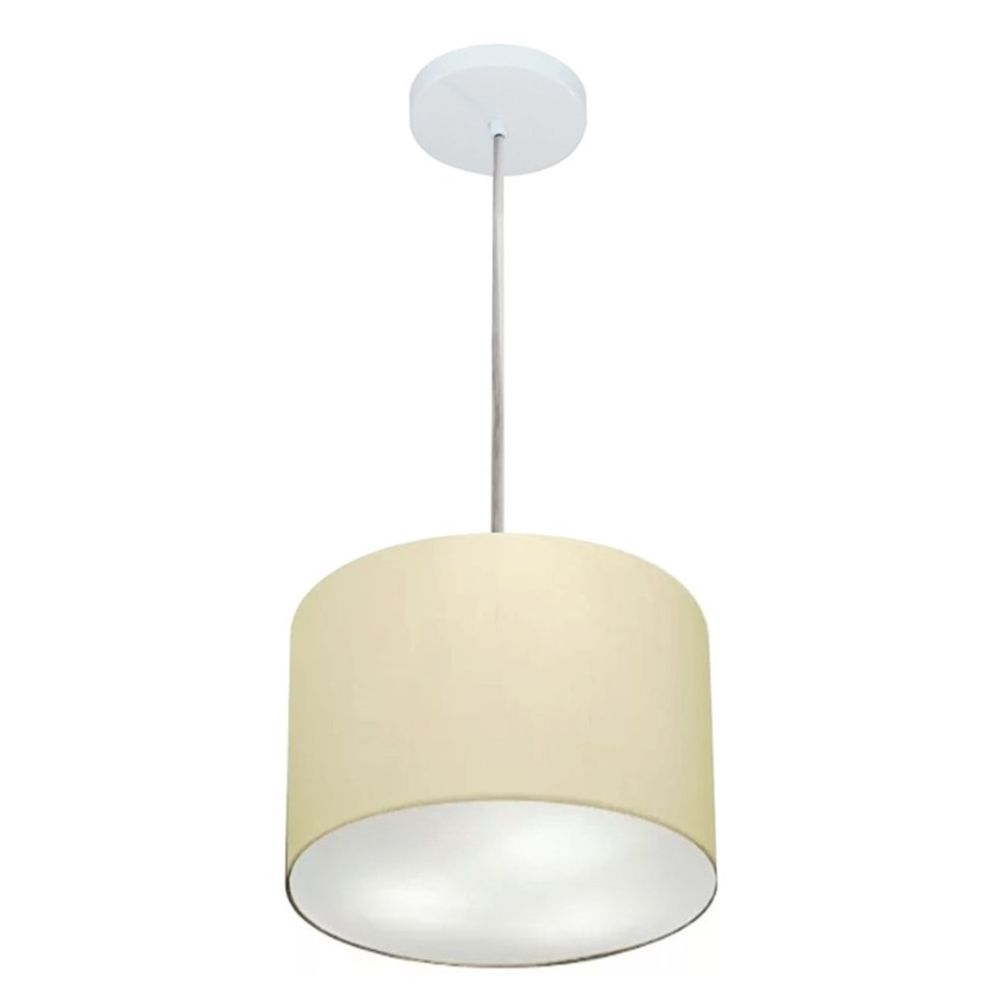 Pendente Cilíndrico Md-4209 Cúpula em Tecido 25x25cm Algodão Crú - Bivolt Pendente Cilíndrico Md-4209 Cúpula em Tecido 25x25cm Algodão Crú - Bivolt