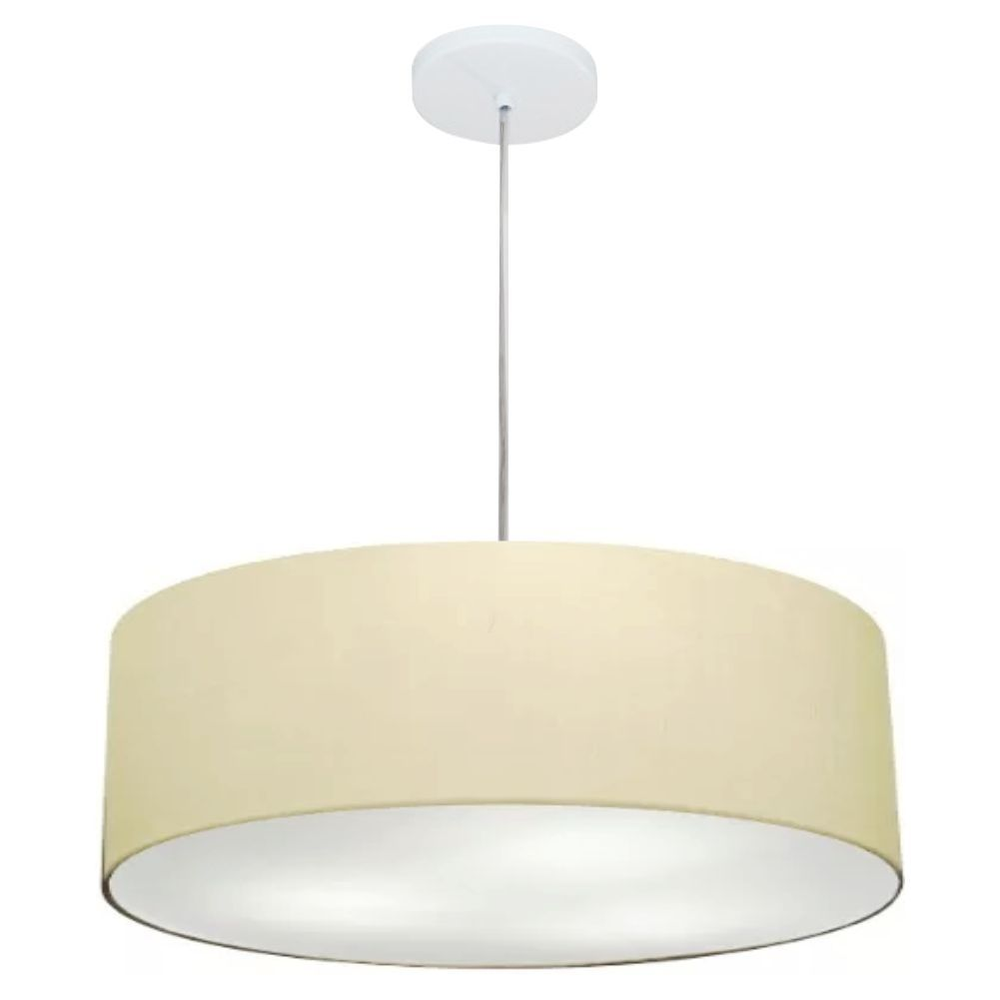Pendente Cilíndrico Md-4218 Cúpula em Tecido 55x15cm Algodão Crú - Bivolt Pendente Cilíndrico Md-4218 Cúpula em Tecido 55x15cm Algodão Crú - Bivolt