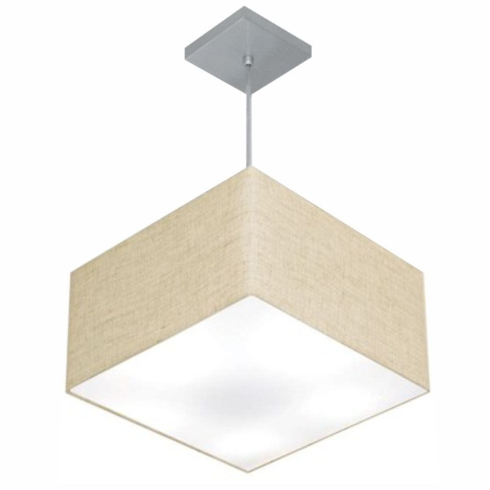 Pendente Quadrado Md-4020 Cúpula em Tecido 21/35x35cm Rústico Bege - Bivolt Pendente Quadrado Md-4020 Cúpula em Tecido 21/35x35cm Rústico Bege - Bivolt