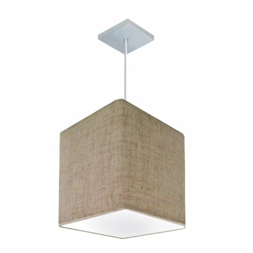 Pendente Quadrado Md-4051 Cúpula em Tecido 31/25x25cm Rústico Bege - Bivolt Pendente Quadrado Md-4051 Cúpula em Tecido 31/25x25cm Rústico Bege - Bivolt