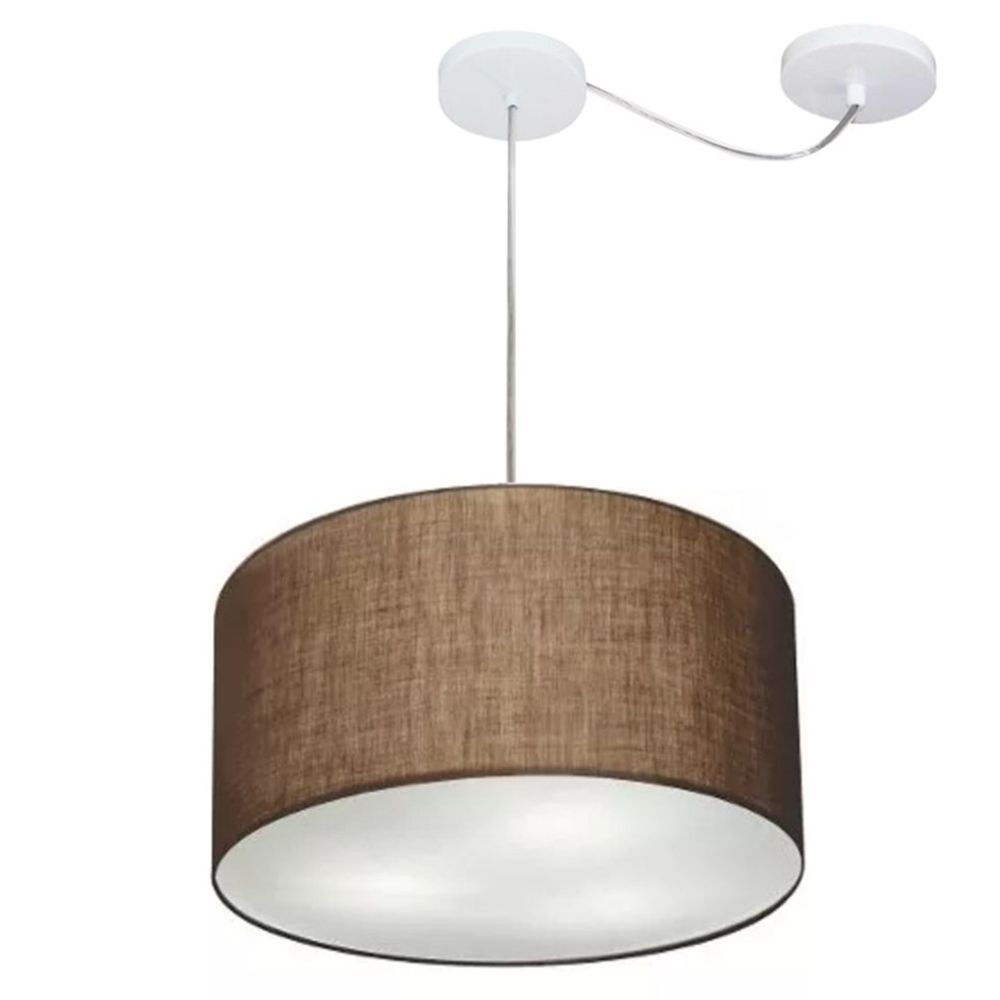 Pendente Cilíndrico Com Desvio Md-4166 Cúpula em Tecido 40x25cm Café - Bivolt Pendente Cilíndrico Com Desvio Md-4166 Cúpula em Tecido 40x25cm Café - Bivolt