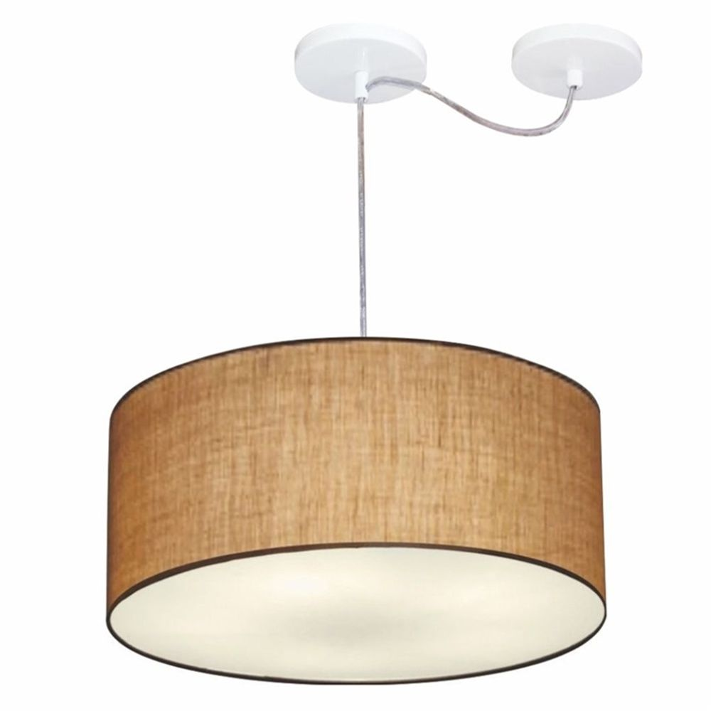 Pendente Cilíndrico Com Desvio Md-4147 Cúpula em Tecido 50x25cm Palha - Bivolt Pendente Cilíndrico Com Desvio Md-4147 Cúpula em Tecido 50x25cm Palha - Bivolt