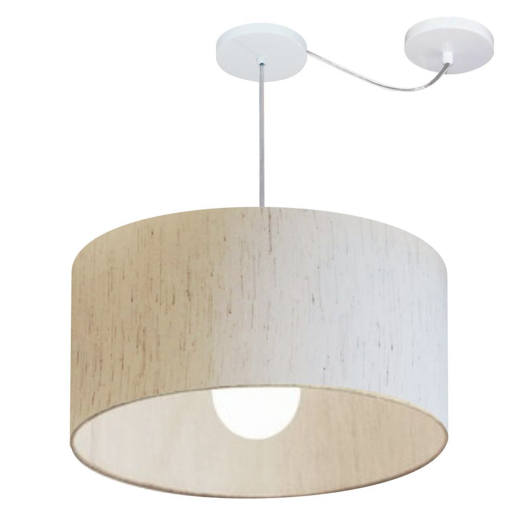 Pendente Cilíndrico Com Desvio Md-4233 Cúpula em Tecido 55x30cm Linho Bege - Bivolt Pendente Cilíndrico Com Desvio Md-4233 Cúpula em Tecido 55x30cm Linho Bege - Bivolt