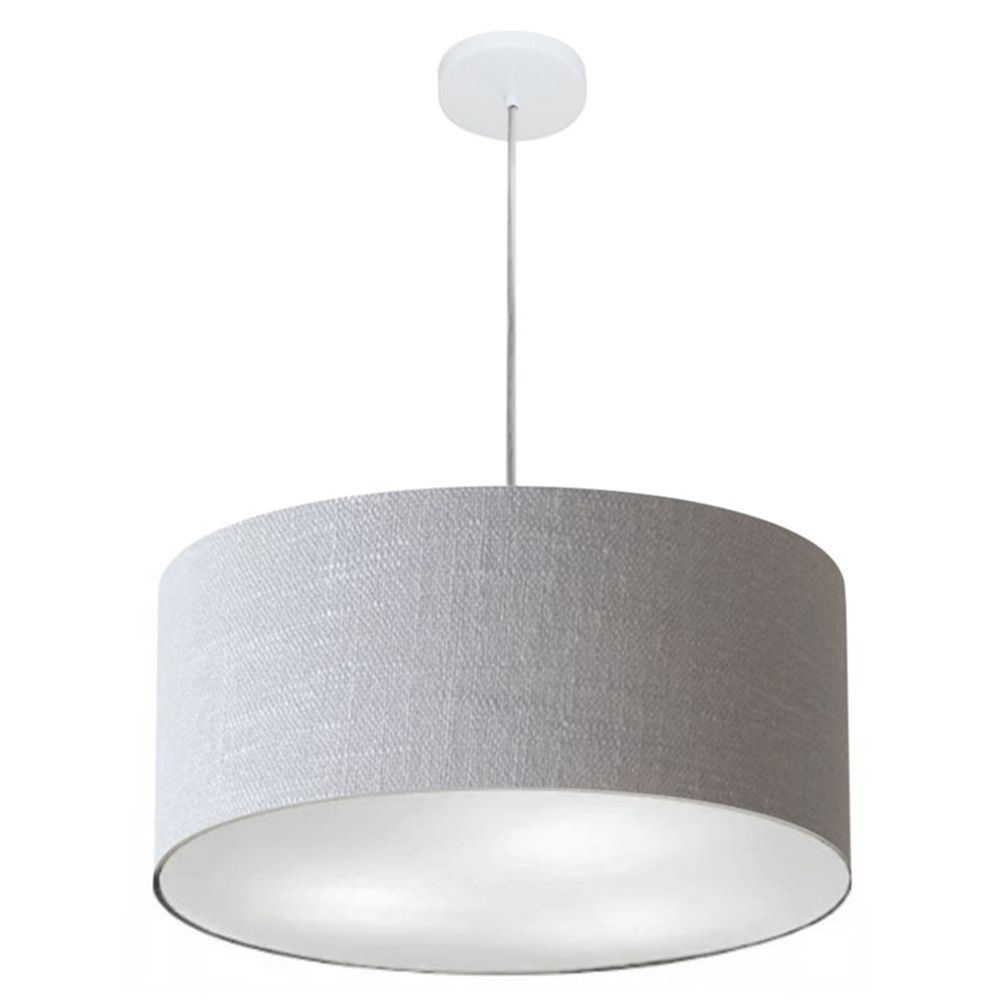 Pendente Cilíndrico Md-4220 Cúpula em Tecido 55x30cm Rústico Cinza - Bivolt Pendente Cilíndrico Md-4220 Cúpula em Tecido 55x30cm Rústico Cinza - Bivolt