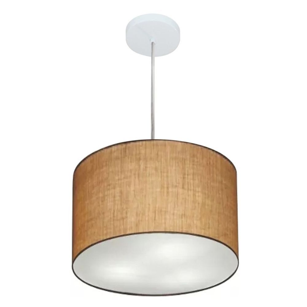 Pendente Cilíndrico Md-4211 Cúpula em Tecido 35x25cm Palha - Bivolt Pendente Cilíndrico Md-4211 Cúpula em Tecido 35x25cm Palha - Bivolt
