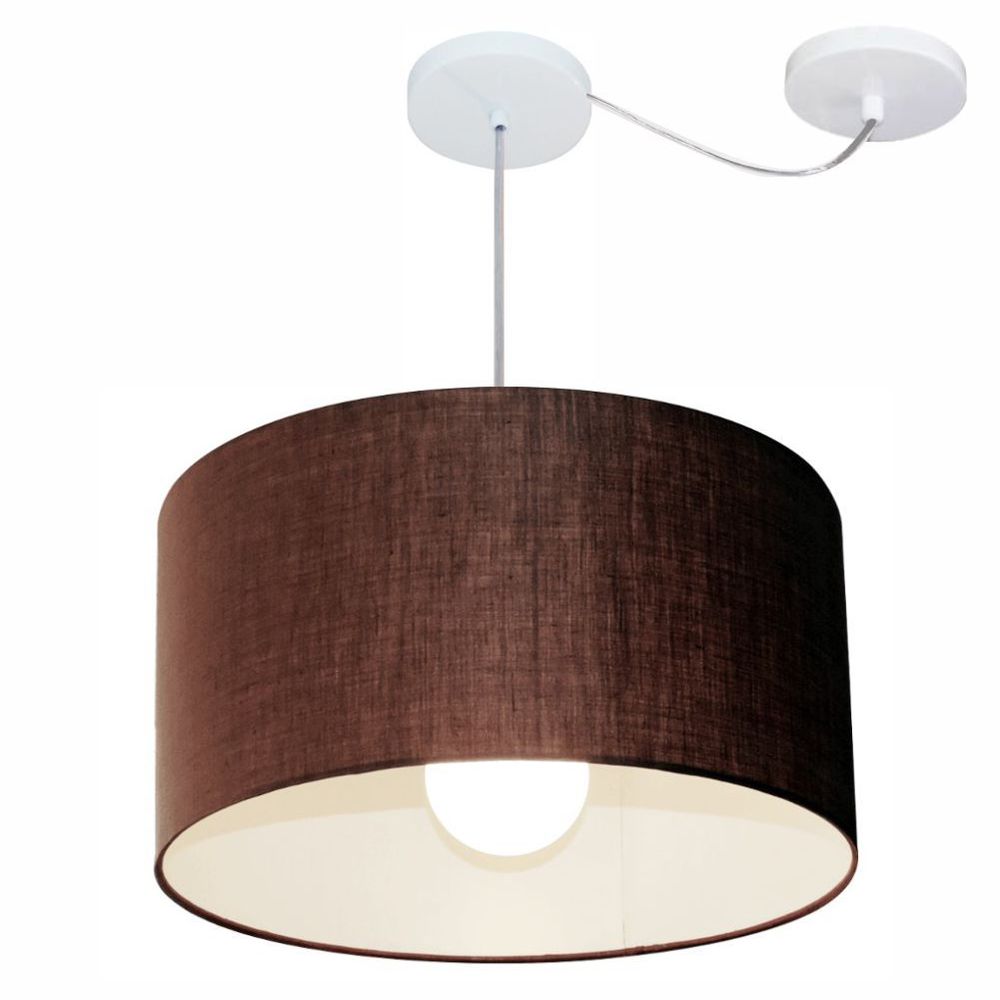 Pendente Cilíndrico Com Desvio Md-4231 Cúpula em Tecido 50x30cm Café - Bivolt Pendente Cilíndrico Com Desvio Md-4231 Cúpula em Tecido 50x30cm Café - Bivolt