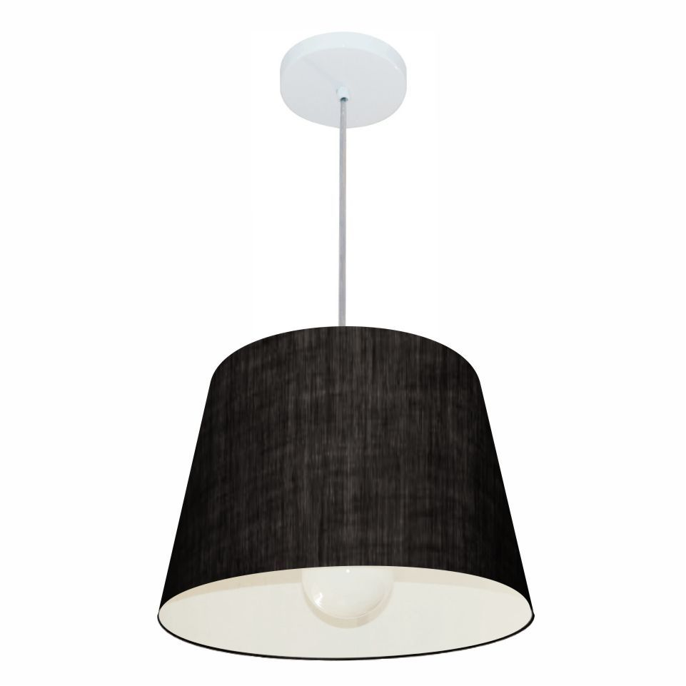 Pendente Cone Md-4240 Cúpula em Tecido 30/40x30cm Preto - Bivolt Pendente Cone Md-4240 Cúpula em Tecido 30/40x30cm Preto - Bivolt