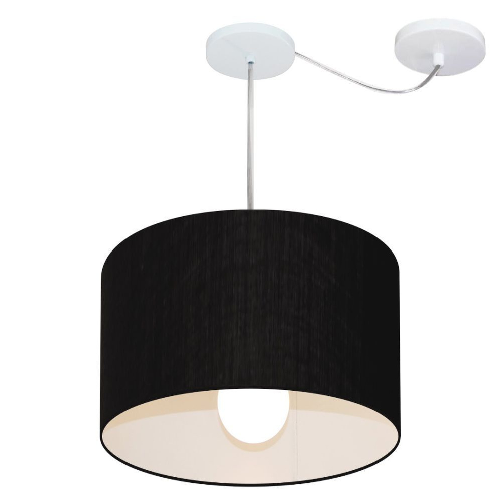 Pendente Cilíndrico Com Desvio Md-4226 Cúpula em Tecido 40x25cm Preto - Bivolt Pendente Cilíndrico Com Desvio Md-4226 Cúpula em Tecido 40x25cm Preto - Bivolt