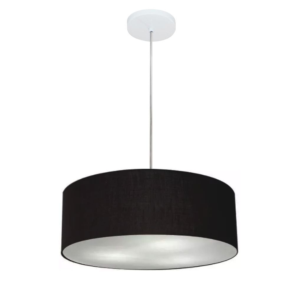 Pendente Cilíndrico Md-4132 Cúpula em Tecido 40x15cm Preto - Bivolt Pendente Cilíndrico Md-4132 Cúpula em Tecido 40x15cm Preto - Bivolt