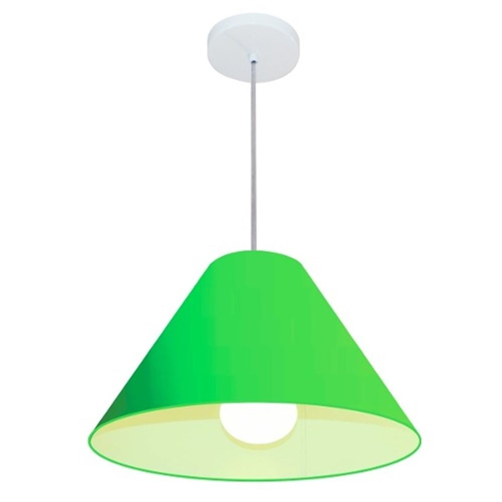 Pendente Cone Md-4078 Cúpula em Tecido 25-40x15cm Verde Limão - Bivolt Pendente Cone Md-4078 Cúpula em Tecido 25-40x15cm Verde Limão - Bivolt