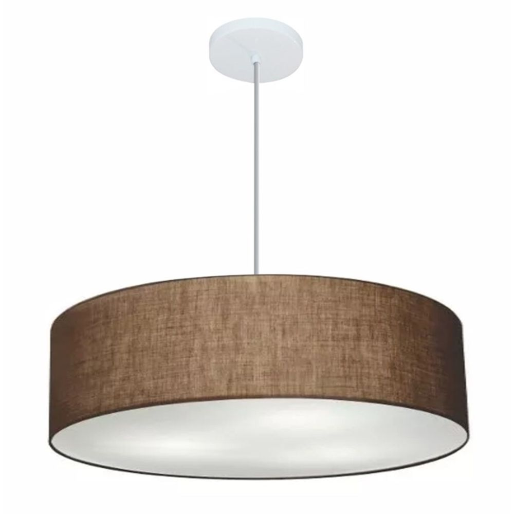 Pendente Cilíndrico Md-4221 Cúpula em Tecido 60x15cm Café - Bivolt Pendente Cilíndrico Md-4221 Cúpula em Tecido 60x15cm Café - Bivolt