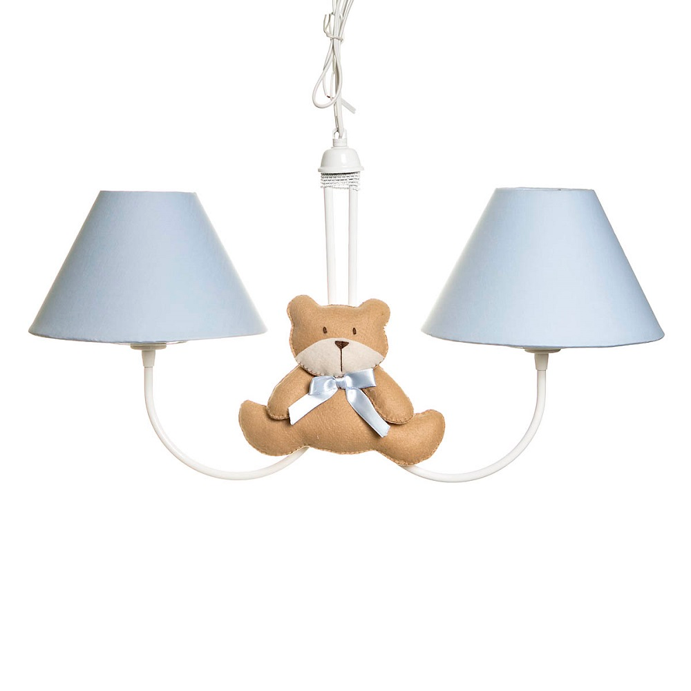 Lustre 2L Simples Com 2 Ursos Com Laço Quarto Bebê Infantil Lustre 2L Simples Com 2 Ursos Com Laço Quarto Bebê Infantil