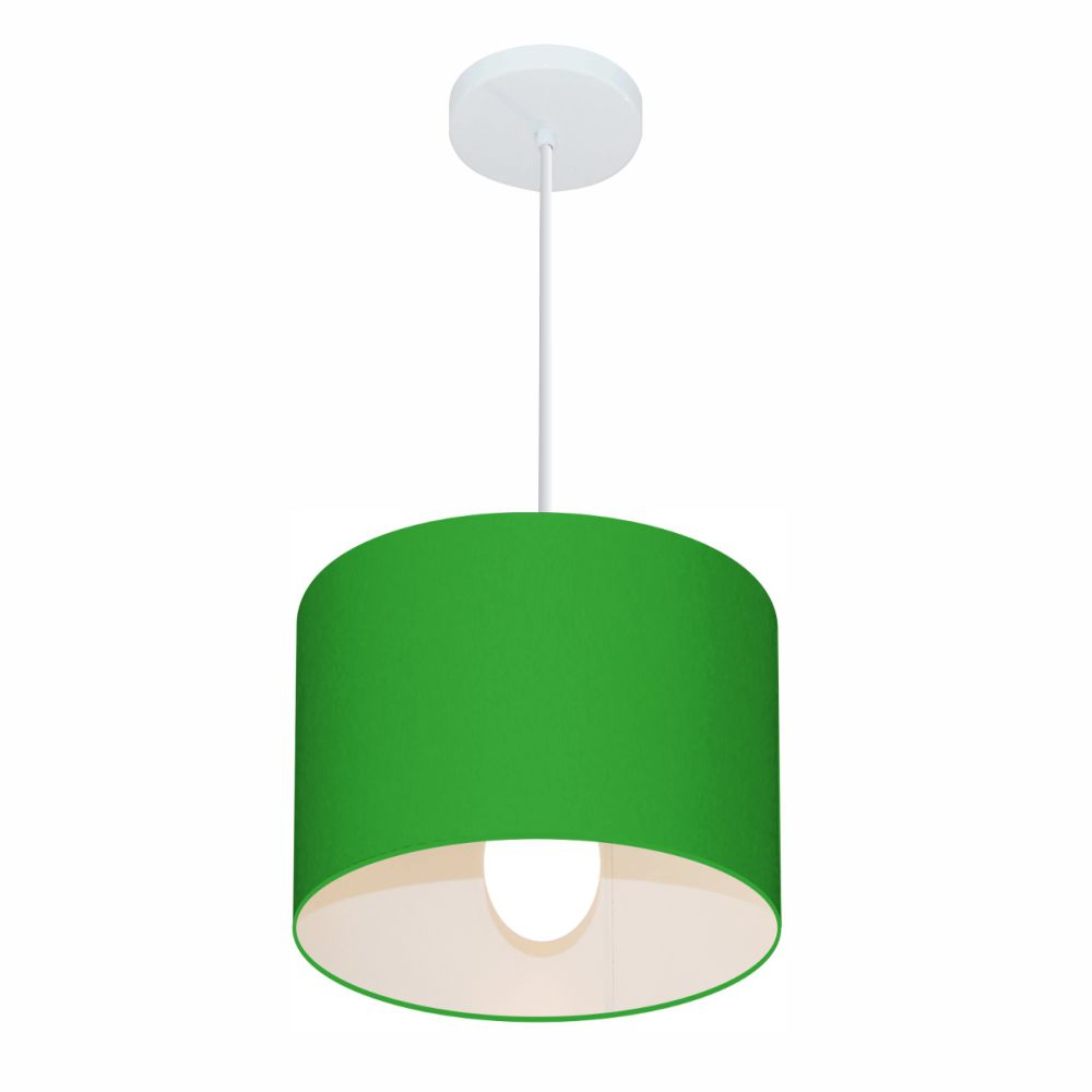 Pendente Cilíndrico Md-4113 Cúpula em Tecido 30x25cm Verde Folha - Bivolt Pendente Cilíndrico Md-4113 Cúpula em Tecido 30x25cm Verde Folha - Bivolt