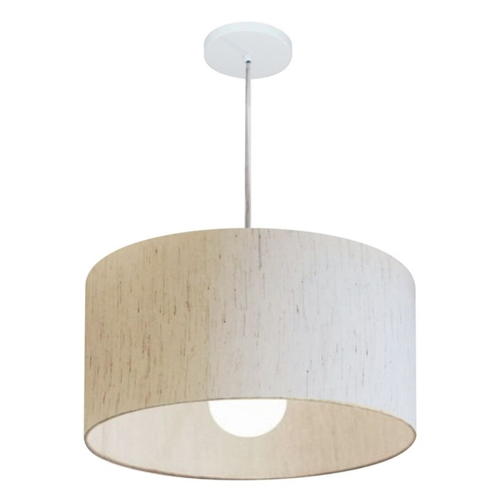 Pendente Cilíndrico Md-4204 Cúpula em Tecido 45x25cm Linho Bege - Bivolt Pendente Cilíndrico Md-4204 Cúpula em Tecido 45x25cm Linho Bege - Bivolt