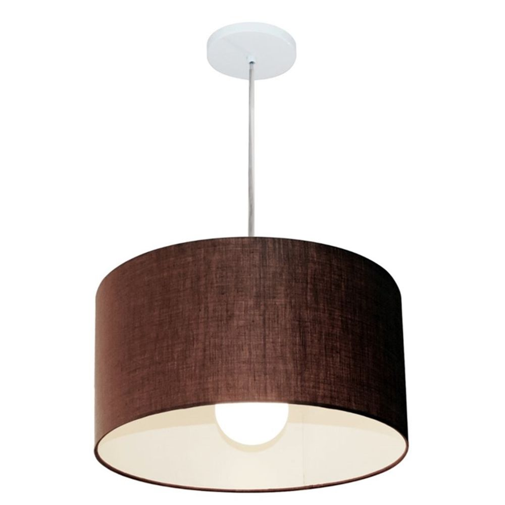 Pendente Cilíndrico Md-4202 Cúpula em Tecido 40x25cm Café - Bivolt Pendente Cilíndrico Md-4202 Cúpula em Tecido 40x25cm Café - Bivolt
