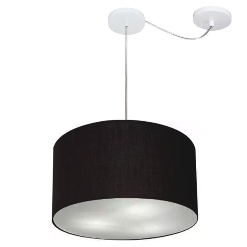 Pendente Cilíndrico Com Desvio Md-4163 Cúpula em Tecido 40x25cm Preto - Bivolt Pendente Cilíndrico Com Desvio Md-4163 Cúpula em Tecido 40x25cm Preto - Bivolt