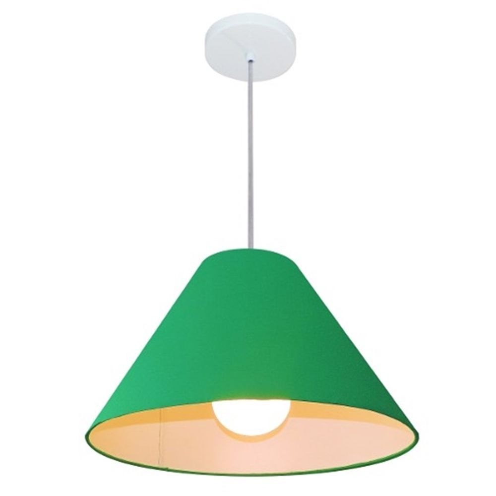 Pendente Cone Md-4078 Cúpula em Tecido 25-40x15cm Verde Folha - Bivolt Pendente Cone Md-4078 Cúpula em Tecido 25-40x15cm Verde Folha - Bivolt