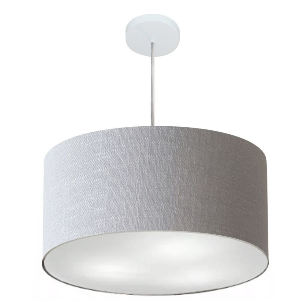 Pendente Cilíndrico Md-4213 Cúpula em Tecido 50x30cm Rústico Cinza - Bivolt Pendente Cilíndrico Md-4213 Cúpula em Tecido 50x30cm Rústico Cinza - Bivolt