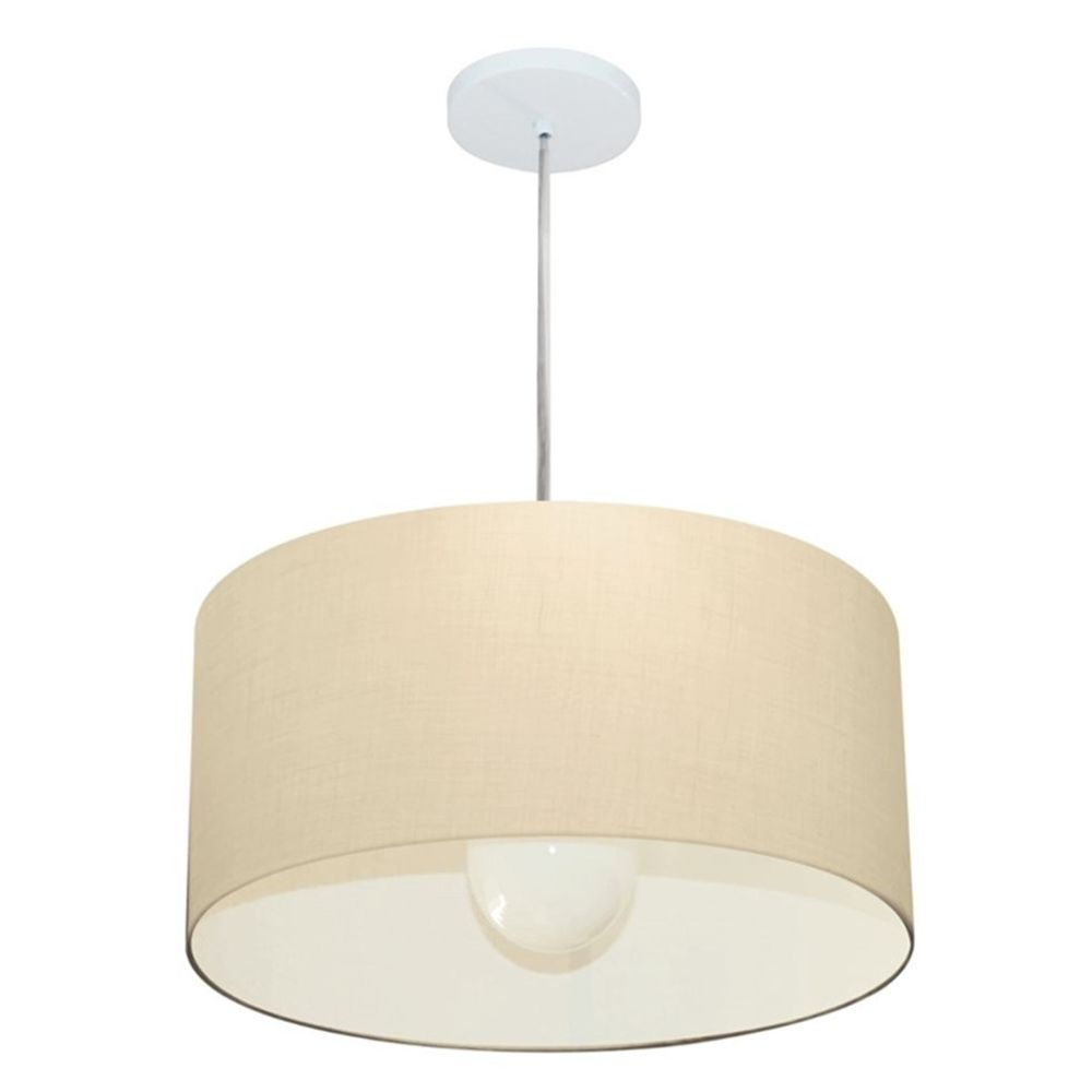 Pendente Cilíndrico Md-4204 Cúpula em Tecido 45x25cm Algodão Crú - Bivolt Pendente Cilíndrico Md-4204 Cúpula em Tecido 45x25cm Algodão Crú - Bivolt