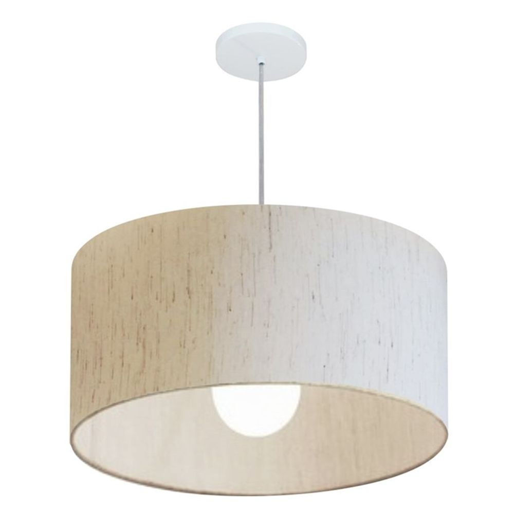Pendente Cilíndrico Md-4208 Cúpula em Tecido 55x30cm Linho Bege - Bivolt Pendente Cilíndrico Md-4208 Cúpula em Tecido 55x30cm Linho Bege - Bivolt
