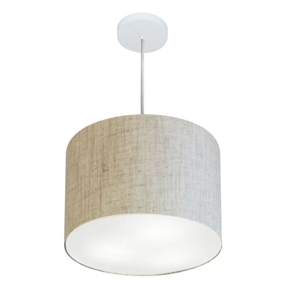 Pendente Cilíndrico Md-4212 Cúpula em Tecido 40x30cm Rústico Bege - Bivolt Pendente Cilíndrico Md-4212 Cúpula em Tecido 40x30cm Rústico Bege - Bivolt