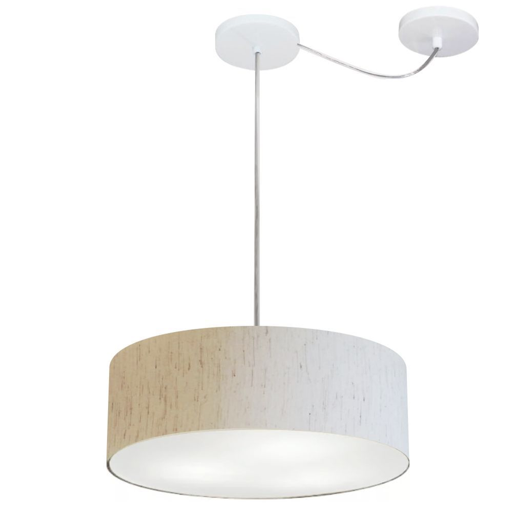 Pendente Cilíndrico Com Desvio Md-4255 Cúpula em Tecido 40x15cm Linho Bege - Bivolt Pendente Cilíndrico Com Desvio Md-4255 Cúpula em Tecido 40x15cm Linho Bege - Bivolt