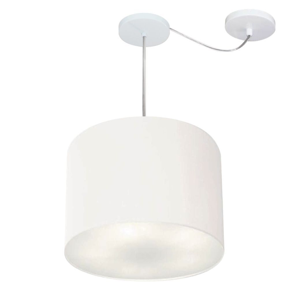 Pendente Cilíndrico Com Desvio Md-4237 Cúpula em Tecido 40x30cm Branco - Bivolt Pendente Cilíndrico Com Desvio Md-4237 Cúpula em Tecido 40x30cm Branco - Bivolt