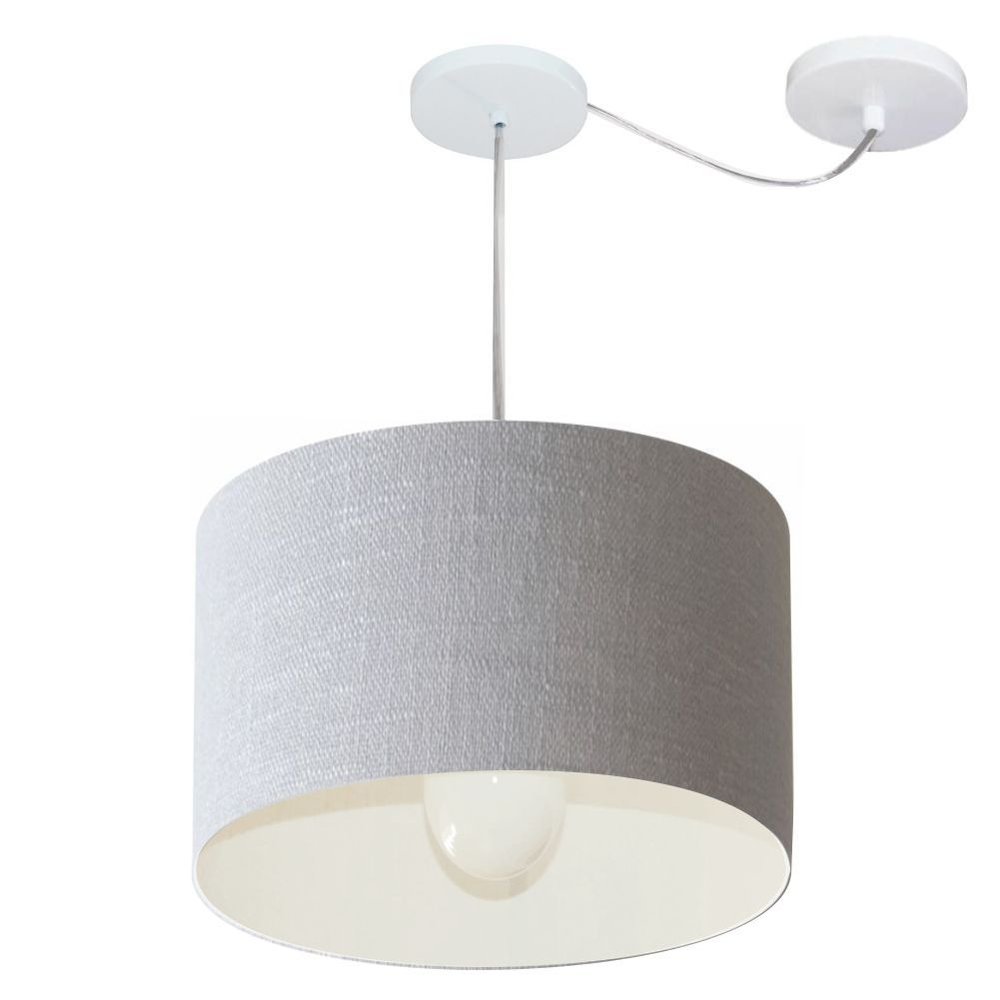 Pendente Cilíndrico Com Desvio Md-4226 Cúpula em Tecido 40x25cm Rústico Cinza - Bivolt Pendente Cilíndrico Com Desvio Md-4226 Cúpula em Tecido 40x25cm Rústico Cinza - Bivolt