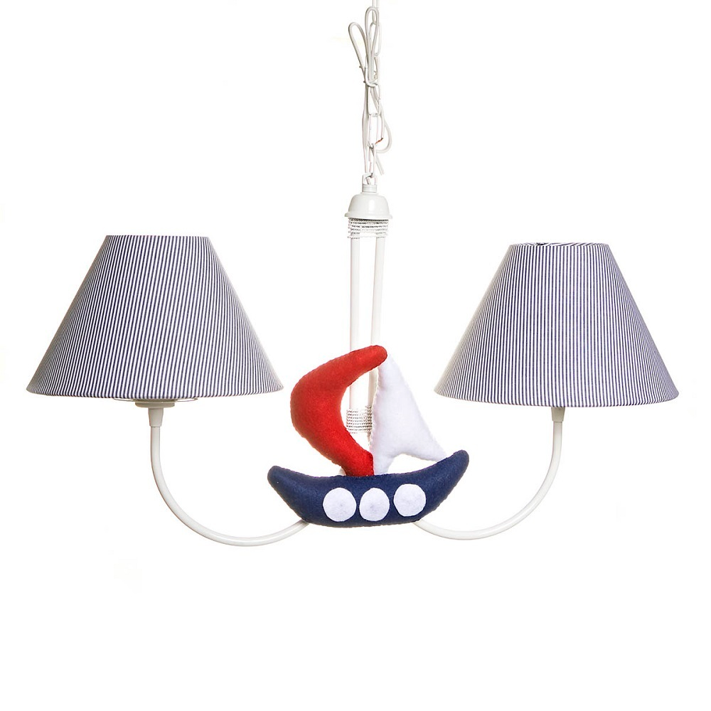 Lustre 2L Simples Com 2 Barcos Náutico Quarto Bebê Infantil