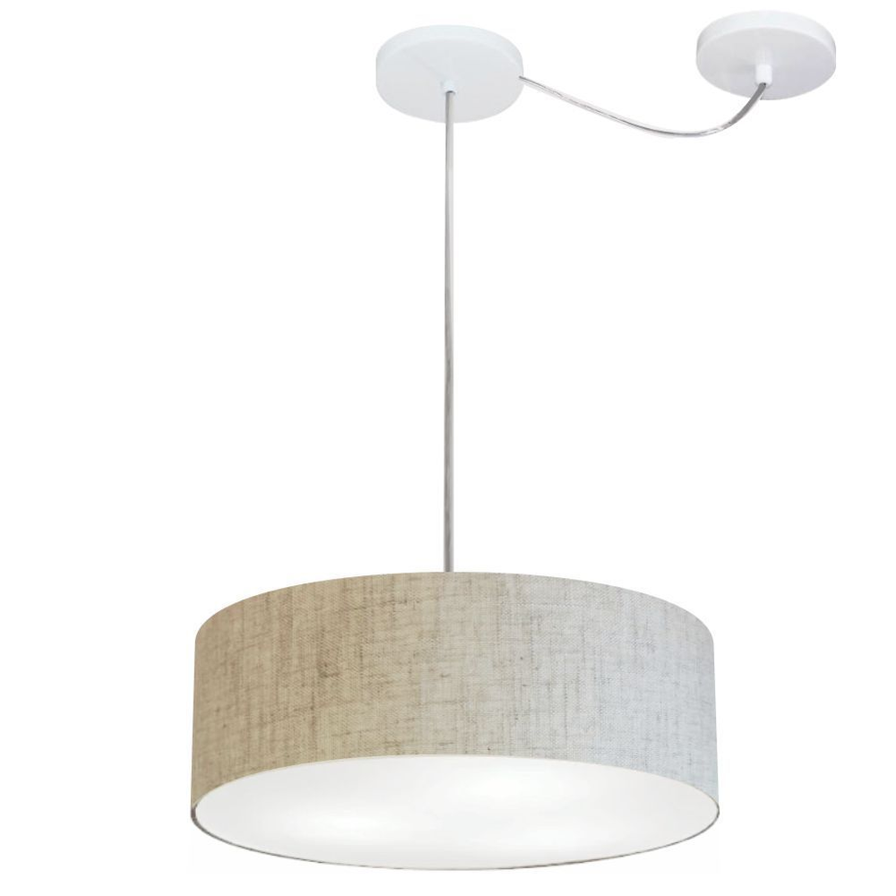 Pendente Cilíndrico Com Desvio Md-4255 Cúpula em Tecido 40x15cm Rústico Bege - Bivolt Pendente Cilíndrico Com Desvio Md-4255 Cúpula em Tecido 40x15cm Rústico Bege - Bivolt
