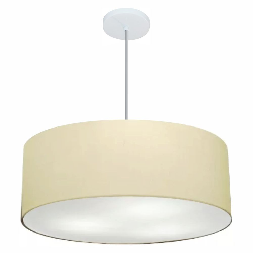 Pendente Cilíndrico Md-4079 Cúpula em Tecido 60x21cm Algodão Crú - Bivolt Pendente Cilíndrico Md-4079 Cúpula em Tecido 60x21cm Algodão Crú - Bivolt