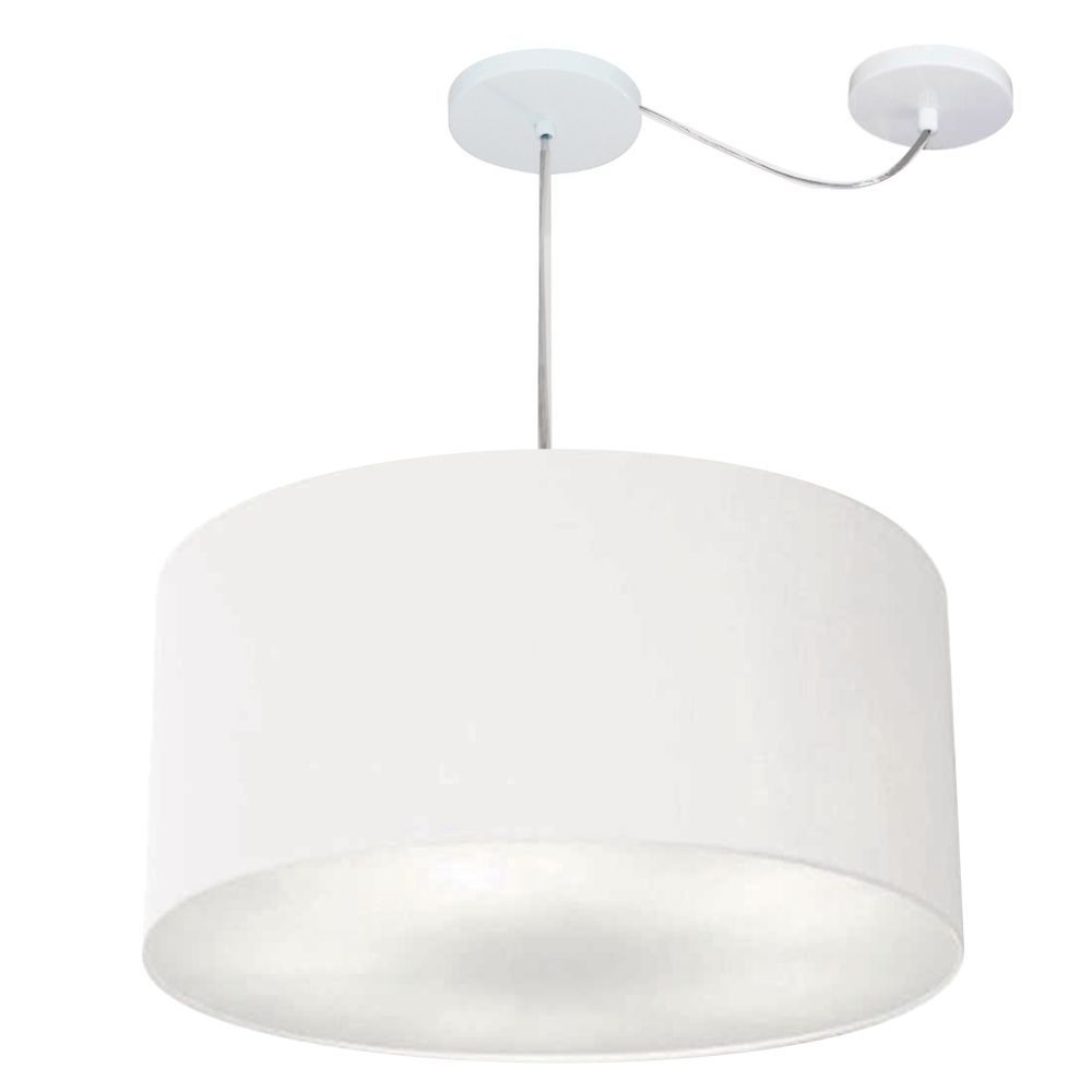 Pendente Cilíndrico Com Desvio Md-4253 Cúpula em Tecido 55x30cm Branco - Bivolt Pendente Cilíndrico Com Desvio Md-4253 Cúpula em Tecido 55x30cm Branco - Bivolt