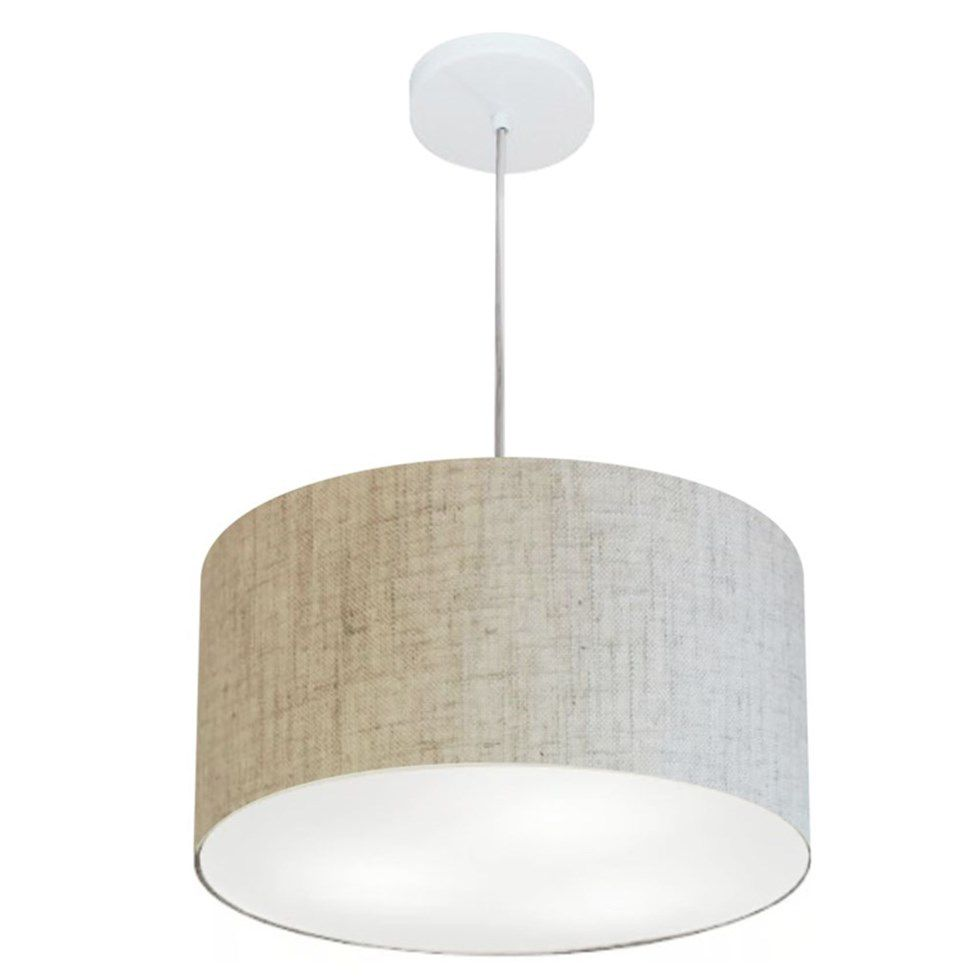 Pendente Cilíndrico Md-4019 Cúpula em Tecido 40x21cm Rústico Bege - Bivolt Pendente Cilíndrico Md-4019 Cúpula em Tecido 40x21cm Rústico Bege - Bivolt